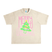 Sandshell Merry Neon Christmas Urban Heavy Tee - CowhideDigitalArt