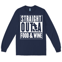 Navy straight out a food and wine Long Sleeve Tee - artisFamous