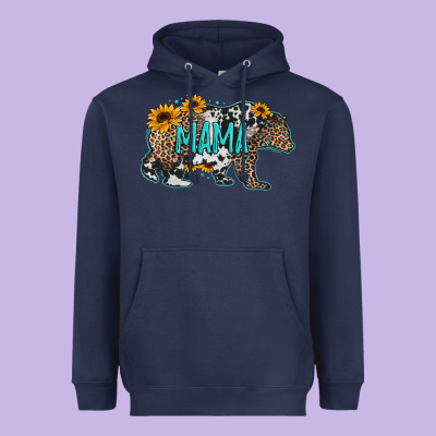 Mama Bear Sunflowers Leopard Cowhide Mother's Day Heavyweight Hoodie Designed By Jasminsmagicworld