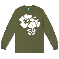 Army Green hawaiian flower Long Sleeve Tee - artisFamous