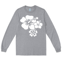 Heather Grey hawaiian flower Long Sleeve Tee - artisFamous