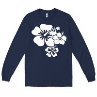Navy hawaiian flower Long Sleeve Tee - artisFamous