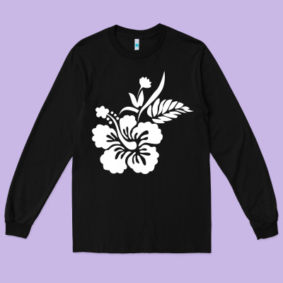 Hawaiian Flower Long Sleeve Tee Designed By Artisfamous