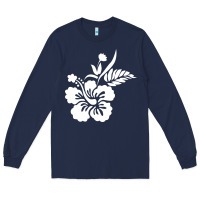 Navy hawaiian flower Long Sleeve Tee - artisFamous