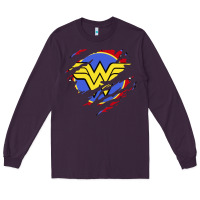 Plum tear off wonder woman shield Long Sleeve Tee - artisFamous