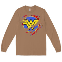 Toasted Coconut tear off wonder woman shield Long Sleeve Tee - artisFamous