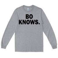 Heather Grey bo knows (black text) Long Sleeve Tee - artisFamous
