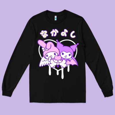 Melody And Kuromi Heart Long Sleeve Tee Designed By Artisfamous