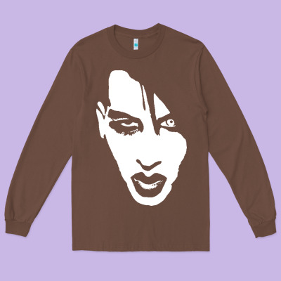 Marilyn Manson Face Long Sleeve Tee Designed By Artisfamous