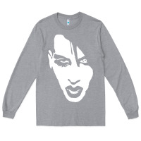 Heather Grey marilyn manson face Long Sleeve Tee - artisFamous