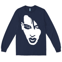 Navy marilyn manson face Long Sleeve Tee - artisFamous