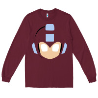Burgundy mega man retro video game face Long Sleeve Tee - artisFamous