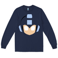 Navy mega man retro video game face Long Sleeve Tee - artisFamous