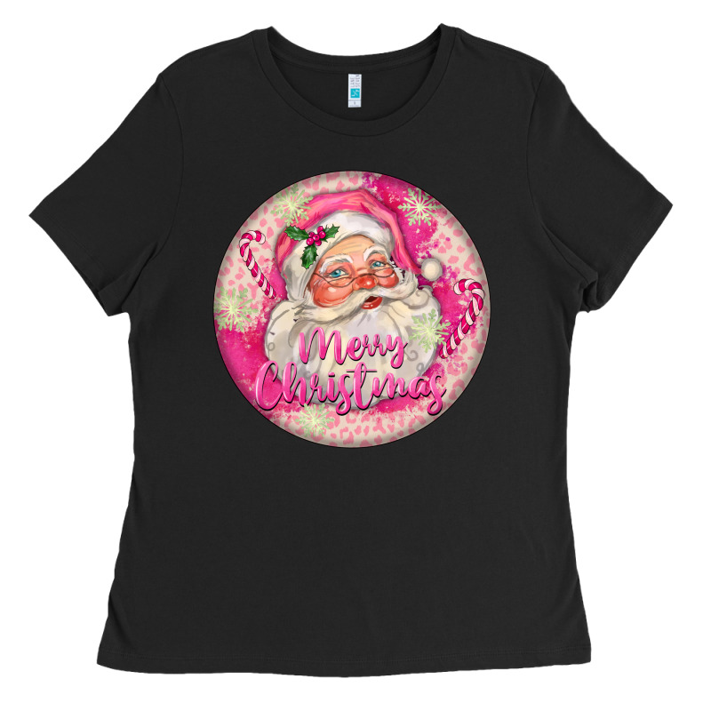 Pink Merry Christmas Santa Ladies Tee by FaDigitalArtStudio | Teevron