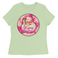Matcha Pink Merry Christmas Santa Ladies Tee - FaDigitalArtStudio