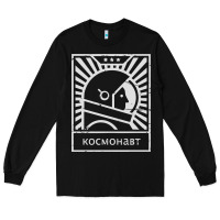 Black cosmonaut – retro soviet space race Long Sleeve Tee - artisFamous