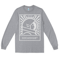 Heather Grey cosmonaut – retro soviet space race Long Sleeve Tee - artisFamous