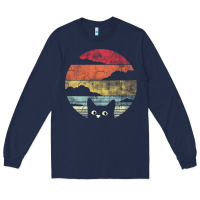 Navy cat retro vintage style Long Sleeve Tee - artisFamous