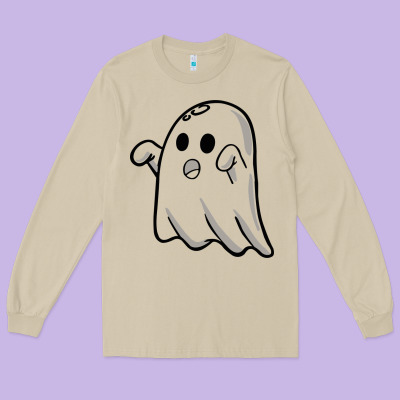 Ghost Long Sleeve Tee Designed By Artisfamous