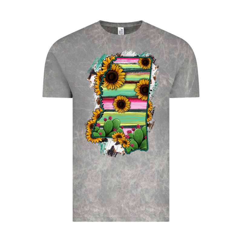 Mississippi Map Sunflower Cactus Serape Vintage Tee by RanaPortraitStore | Teevron