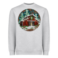 Heather Grey Barn Christmas Heavyweight Sweatshirt - RanaPortraitStore