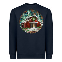 Navy Barn Christmas Heavyweight Sweatshirt - RanaPortraitStore