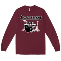 Burgundy ludwig drum Long Sleeve Tee - artisFamous