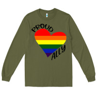 Army Green proud ally lgbt heart gay pride month Long Sleeve Tee - artisFamous