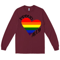 Burgundy proud ally lgbt heart gay pride month Long Sleeve Tee - artisFamous