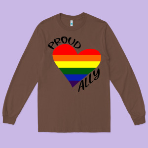 Proud Ally Lgbt Heart Gay Pride Month Long Sleeve Tee Designed By Artisfamous