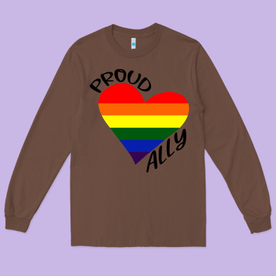 Proud Ally Lgbt Heart Gay Pride Month Long Sleeve Tee Designed By Artisfamous