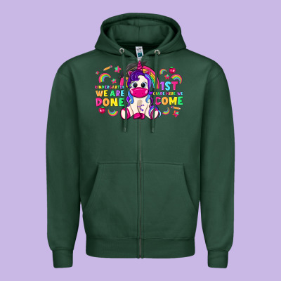 Kindergarten We Are Done 1st Here We Come With Uni Zipper Hoodie Designed By Ranaportraitstore