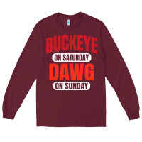 Burgundy buckeye on saturday Long Sleeve Tee - artisFamous
