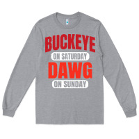 Heather Grey buckeye on saturday Long Sleeve Tee - artisFamous
