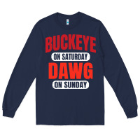 Navy buckeye on saturday Long Sleeve Tee - artisFamous