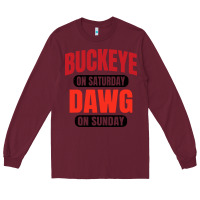 Burgundy buckeye on saturday Long Sleeve Tee - artisFamous