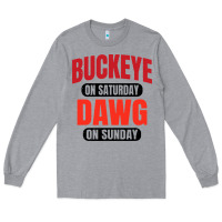 Heather Grey buckeye on saturday Long Sleeve Tee - artisFamous