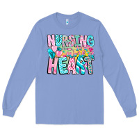 Colony Blue Nursing is a work of heart Long Sleeve Tee - CowhideDigitalArt