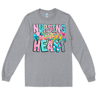Heather Grey Nursing is a work of heart Long Sleeve Tee - CowhideDigitalArt