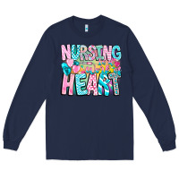 Navy Nursing is a work of heart Long Sleeve Tee - CowhideDigitalArt