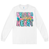 White Nursing is a work of heart Long Sleeve Tee - CowhideDigitalArt