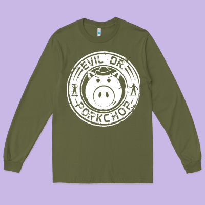 Evil Dr Porkchop Long Sleeve Tee Designed By Artisfamous