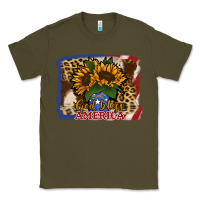 Army Green Patriotic Sunflower God Bless America Classic Tee - Jasminsmagicworld