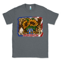 Charcoal Heather Patriotic Sunflower God Bless America Classic Tee - Jasminsmagicworld