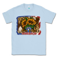Dusty Blue Patriotic Sunflower God Bless America Classic Tee - Jasminsmagicworld