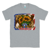 Heather Grey Patriotic Sunflower God Bless America Classic Tee - Jasminsmagicworld