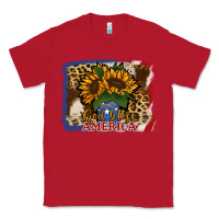 Red Patriotic Sunflower God Bless America Classic Tee - Jasminsmagicworld