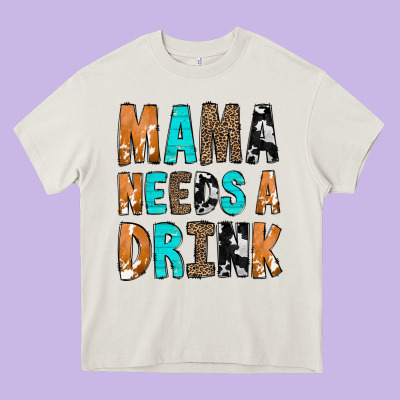 Mama Needs A Drink Heavy Core Tee Designed By Cowcowdesign