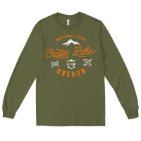 Army Green crater lake oregon national park vintage retro Long Sleeve Tee - artisFamous