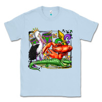 Dusty Blue mardi gras pelican crawfish crocodile Classic Tee - OliviaCreatesArt